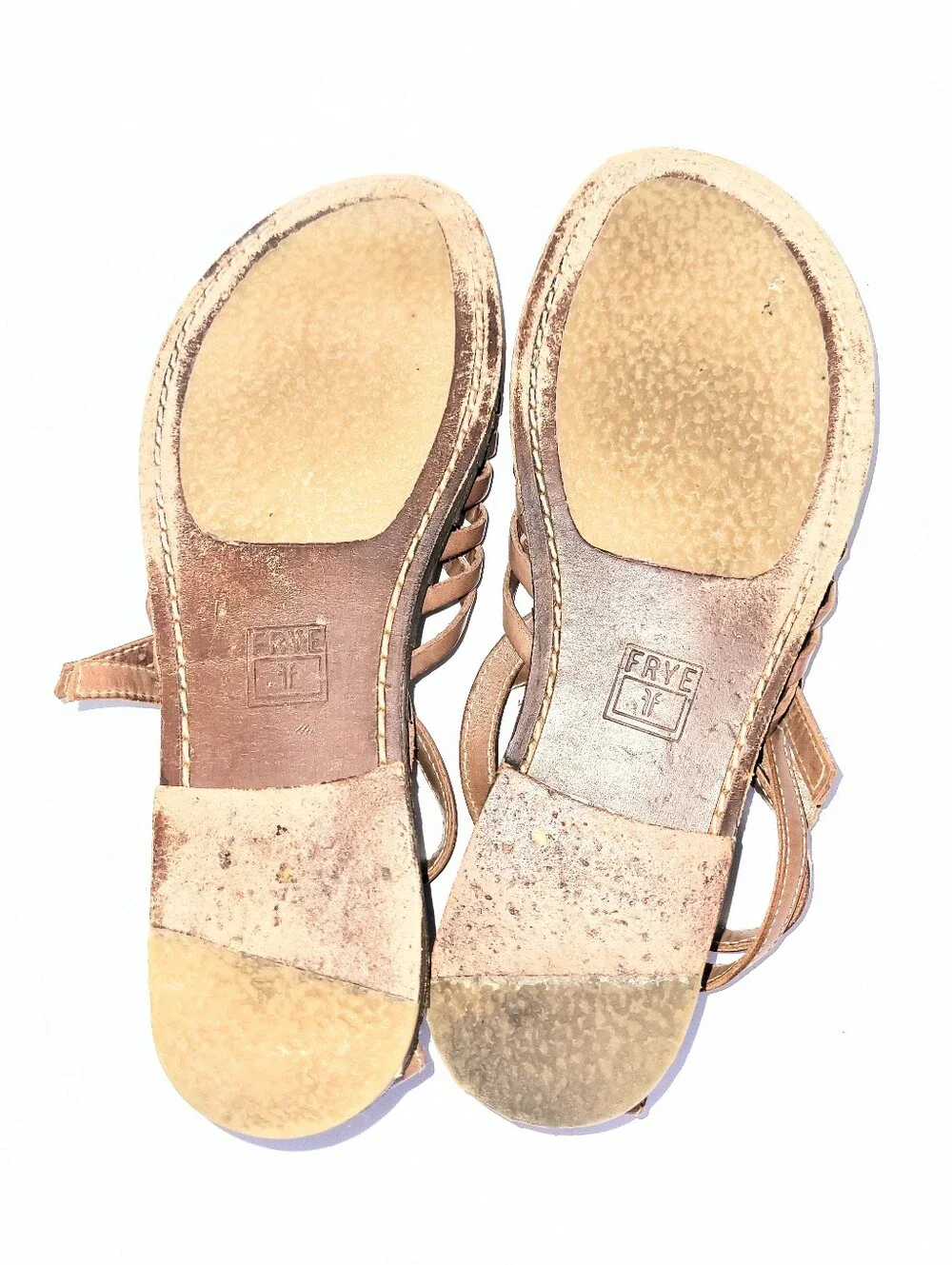 Frye Kayla Huarchi Sandals Genuine Leather Caged Gladiator Brown Size 8.5 B